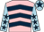 Pink, dark blue chevrons, light blue sleeves, dark blue stars, light blue cap, dark blue star (Cufflinks & Cruise's)