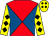 Red and royal blue diablo, yellow sleeves, black diamonds, yellow cap, black diamonds (Mr J H Foxon)