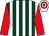 DARK GREEN and WHITE stripes, RED sleeves, WHITE and RED hooped cap (Rgm Partnership)