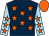 Dark blue, orange stars, light blue sleeves, orange stars and cap (We're In This Together)