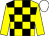 Yellow & black check, yellow sleeves, white cap (John Hagan)