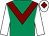 Emerald green, maroon chevron, white sleeves, white cap, maroon diamond (Aramon Syndicate)
