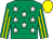 Emerald green, white stars, emerald green & yellow striped sleeves, yellow cap (Onthehill Syndicate)