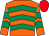 Orange & emerald green chevrons, red cap (Lucky Colours Syndicate)