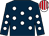Dark blue, white spots, white & red striped cap (Sgeal Shee Syndicate)