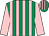 Emerald green and pink stripes, pink sleeves (Mr J M Lacey)