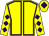 Yellow, purple seams, purple diamonds on sleeves, purple diamond on cap (Whins Racing Partnership)