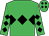 Em green, black triple diamond & diamonds on slvs,emGreen cap,black diamonds (P Cluskey)