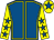 Royal blue, yellow seams, yellow sleeves, royal blue stars, yellow cap, royal blue star (M G Hanley)