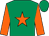 Emerald green, orange star & sleeves, emerald green cap (Justanidea Syndicate)