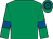 Emerald green, royal blue armlets, hooped cap (Let The Racing Begin)