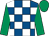 Royal blue and white check, emerald green sleeves and cap (Mr Gerry Ryan)