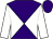 Purple and white diabolo, white sleeves, purple cap (B Bull & Spiers & Hartwell Ltd)