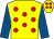 Yellow, red spots, royal blue sleeves (Toytown)