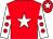 Red, white star, white sleeves, red spots, red cap, white star (Paul Nicholas / M S Saunders)