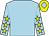 Light blue, yellow stars on sleeves, yellow cap, light blue diamond (Bex Design & Print Ltd)