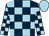 Dark blue and light blue check, light blue cap (Mrs Susan Scargill)