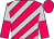 Cerise and silver, diagonal stripes, halved sleeves, cerise cap (Ben C M Wong)