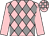 Pink, grey diamonds, pink sleeves, check cap (Woodlands Racing Syndicate)