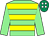Light green & yellow hoops, light green sleeves, emerald green cap, white spots (J J Brennan)