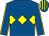 Royal blue, yellow triple diamond, yellow seams on sleeves, striped cap (Ms Gillian Browne)