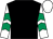 Black, white and emerald green chevrons on sleeves, white cap (The Seven Apples Partnership)