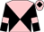 Pink and black diabolo, black sleeves, pink armlets, pink cap, black diamond (J Barclay Racing)