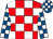 Red and white check, royal blue and white check sleeves and cap (Fdc Holdings Ltd)