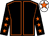 Black, orange seams, orange stars on sleeves, white cap, orange star (John McConnell Racing Club)