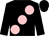 Black, large pink spots (Miss M Evans)