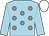 Light blue, grey spots, light blue sleeves, white cap (Mr J E Parr)