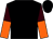 Black, brown and orange halved sleeves (Mrs E Mercy McEwen)