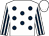 White, dark blue spots, striped sleeves, white cap (Coniston Old Men Syndicate)