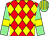 Red and yellow diamonds, light green sleeves, yellow armlets, striped cap (Collins Chauffeur Driven Executive Car)