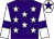 Purple, white stars, white sleeves, purple armlets and star on white cap (Two Goldfish & A Balloon)
