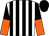 White & black stripes, orange & black halved sleeves, black cap (Joseph St John & Mary Cecilia Carr)