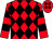 Red & black diamonds, hooped sleeves, red cap, black spots (Ashford Syndicate)