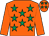Orange, emerald green stars, orange sleeves (Wharton & Wilson)