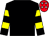 Black, black & yellow hooped sleeves, red cap, white stars (Martin J Walsh)