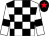 White and black check, white sleeves, black armlets, black cap, red star (Mr Scott Chambers)