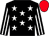BLACK, WHITE stars, striped sleeves, RED cap (Imperial Racing, J Blackburn & P Scott)