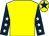 Yellow, dark blue sleeves, white stars, yellow cap, dark blue star (John Nolan)