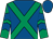 Royal blue, emerald green cross belts, emerald green and royal blue chevrons on sleeves (Racing Connexions 11)