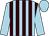 Light blue and brown stripes, light blue sleeves and cap (Mrs K Mowat)