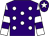 Purple, white spots, white & purple hooped sleeves, purple cap, white star (Wogan'swood Syndicate)