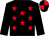 Black, red stars, black sleeves, red & black quartered cap (M G Kelly)