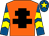 Orange, black cross of lorraine, royal blue sleeves, yellow chevrons, royal blue cap, yellow star (Le Cheile Partnership)