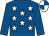 Royal blue, white stars, royal blue sleeves, quartered cap (Mrs Jennifer Edmond & Mrs Brigid Hamill)