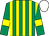 Emerald green and yellow stripes, emerald green sleeves, yellow armlets, white cap (Lodge Down Stables Syndicate)