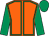 Orange, emerald green seams, sleeves and cap (Black Abbey Partnership)